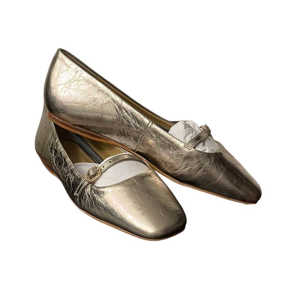 NWOT Talbots Mary Jane Flats crackle Metallic Finish and Strap